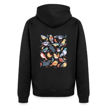 Vögel - Unisex Premium Bio Zip Hoodie - Schwarz - Hinten - Nico (187cm)