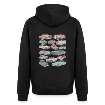 Autos Oldtimer PKW Fahrzeug Automobil Führerschein - Unisex Premium Bio Zip Hoodie - Schwarz - Hinten - Nico (187cm)