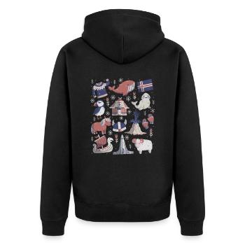 Island - Unisex Premium Bio Zip Hoodie - Schwarz - Hinten - Nico (187cm)