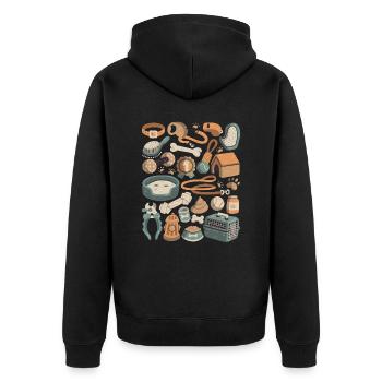 Dog Grooming Doodles Dog Pet Leash Food - Unisex Premium Organic Zip Hoodie - black - Back - Nico (187cm)