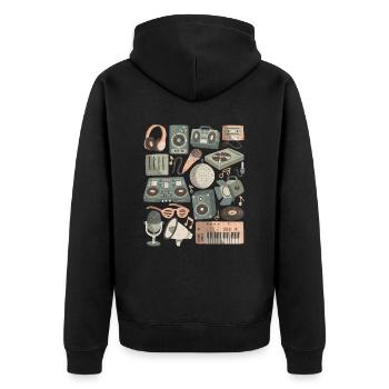 DJ Doodles Club Party Disco Nachtleben Clubbing - Unisex Premium Bio Zip Hoodie - Schwarz - Hinten - Nico (187cm)