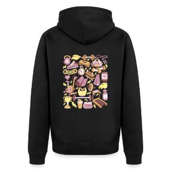Fitness Doodles Workout Training Cardio Gym - Unisex Premium Bio Zip Hoodie - Schwarz - Hinten - Nico (187cm)