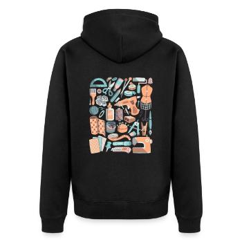 Artisanat DIY Doodle Machine à coudre faite à la main Hobby - Veste à capuche bio Premium Unisexe - noir - Dos - Nico (187cm)
