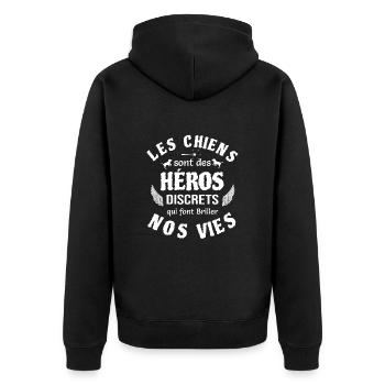 Les chiens, des héros qui font briller nos vies - Veste à capuche bio Premium Unisexe - noir - Dos - Nico (187cm)
