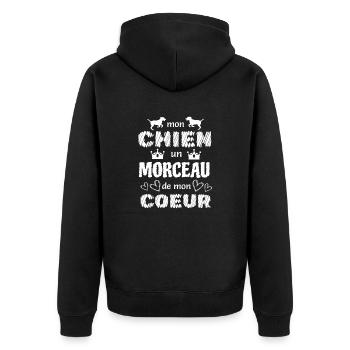 Mon chien un morceau de mon cœur - Veste à capuche bio Premium Unisexe - noir - Dos - Nico (187cm)