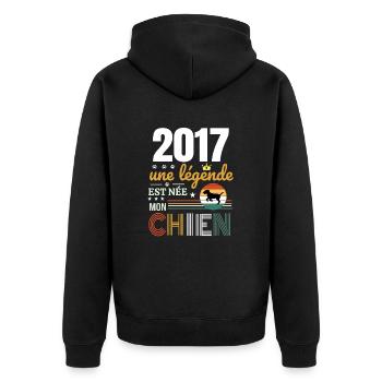 2017 une légende et née mon chien - Veste à capuche bio Premium Unisexe - noir - Dos - Nico (187cm)