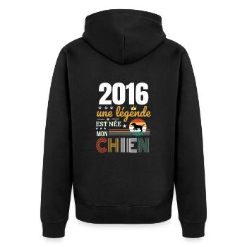 2016 une légende et née mon chien - Veste à capuche bio Premium Unisexe - noir - Dos - Nico (187cm)