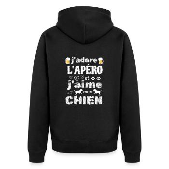 J'adore l'apéro et j'aime mon chien - Veste à capuche bio Premium Unisexe - noir - Dos - Nico (187cm)