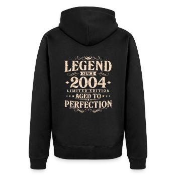 Légende depuis 2004 Vintage Born Anniversaire - Veste à capuche bio Premium Unisexe - noir - Dos - Nico (187cm)