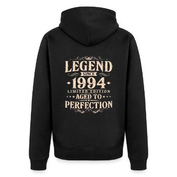 Légende depuis 1994 Vintage Born Anniversaire - Veste à capuche bio Premium Unisexe - noir - Dos - Nico (187cm)