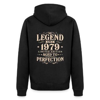 Légende depuis 1979 Vintage Born Anniversaire - Veste à capuche bio Premium Unisexe - noir - Dos - Nico (187cm)