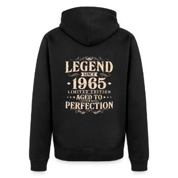 Légende depuis 1965 Vintage Born Anniversaire - Veste à capuche bio Premium Unisexe - noir - Dos - Nico (187cm)