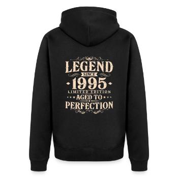 Légende depuis 1995 Vintage Né Anniversaire - Veste à capuche bio Premium Unisexe - noir - Dos - Nico (187cm)