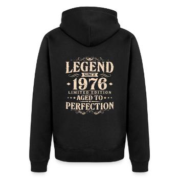 Légende depuis 1976 Vintage Born Anniversaire - Veste à capuche bio Premium Unisexe - noir - Dos - Nico (187cm)
