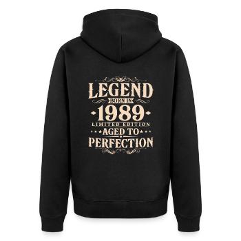 Légende 1989 Vintage Born Vintage Anniversaire - Veste à capuche bio Premium Unisexe - noir - Dos - Nico (187cm)