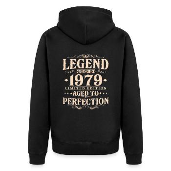 Légende 1979 Vintage Born Vintage Anniversaire - Veste à capuche bio Premium Unisexe - noir - Dos - Nico (187cm)