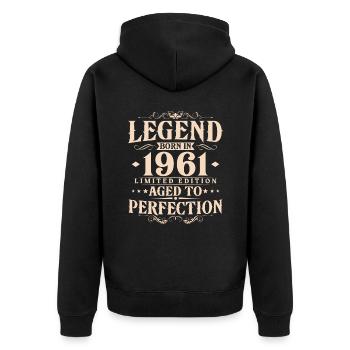 Légende 1961 Vintage Born Vintage Anniversaire - Veste à capuche bio Premium Unisexe - noir - Dos - Nico (187cm)