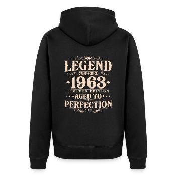 Légende 1963 Vintage Born Vintage Anniversaire - Veste à capuche bio Premium Unisexe - noir - Dos - Nico (187cm)