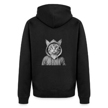 Chat cool portant un sweat à capuche - Veste à capuche bio Premium Unisexe - noir - Dos - Nico (187cm)