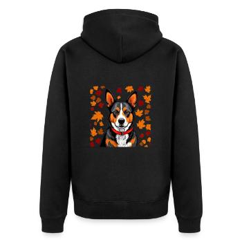 Autumn dog - Unisex Premium Organic Zip Hoodie - black - Back - Nico (187cm)