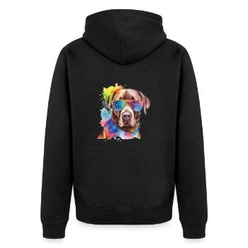 Chien brun Labrador Retriever avec lunettes de soleil - Veste à capuche bio Premium Unisexe - noir - Dos - Nico (187cm)