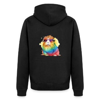 Colorful cool guinea pig with sunglasses - Unisex Premium Organic Zip Hoodie - black - Back - Nico (187cm)