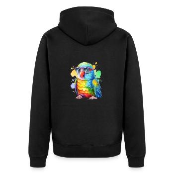 Perroquet cool coloré avec des lunettes de soleil - Veste à capuche bio Premium Unisexe - noir - Dos - Nico (187cm)