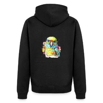 Colorful cool parrot with glasses - Unisex Premium Organic Zip Hoodie - black - Back - Nico (187cm)