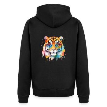 Tigre cool coloré avec des lunettes de soleil - Veste à capuche bio Premium Unisexe - noir - Dos - Nico (187cm)