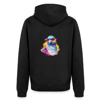 Bunte coole Taube mit Sonnenbrille - Unisex Premium Bio Zip Hoodie - Schwarz - Hinten - Nico (187cm)