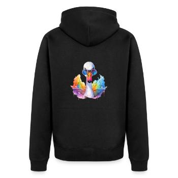 Colorful cool swan with sunglasses - Unisex Premium Organic Zip Hoodie - black - Back - Nico (187cm)