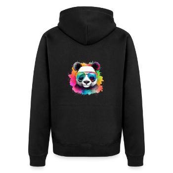 Colorful cool panda with sunglasses - Unisex Premium Organic Zip Hoodie - black - Back - Nico (187cm)