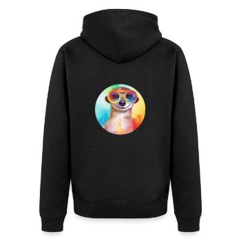 Colorful cool meerkat with sunglasses - Unisex Premium Organic Zip Hoodie - black - Back - Nico (187cm)
