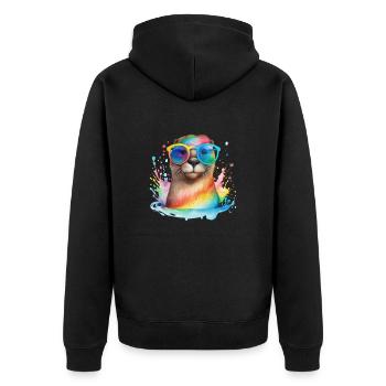 Loutre colorée et cool avec des lunettes de soleil - Veste à capuche bio Premium Unisexe - noir - Dos - Nico (187cm)