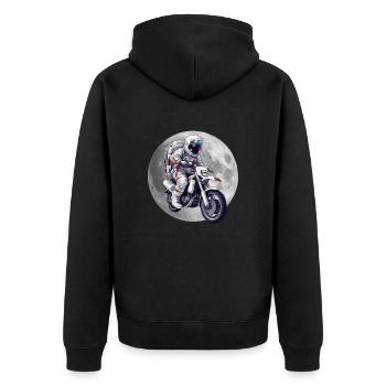 Motorrad Astronaut Motorradfahrer Motorrad Biker - Unisex Premium Bio Zip Hoodie - Schwarz - Hinten - Nico (187cm)