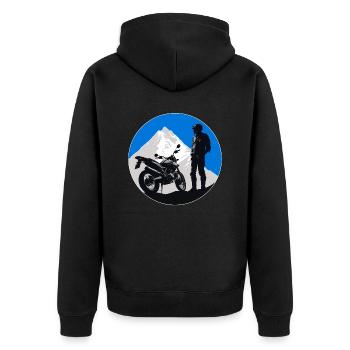 Motorrad Silhouette Motorradfahrer Motorrad Biker - Unisex Premium Bio Zip Hoodie - Schwarz - Hinten - Nico (187cm)