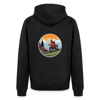 Motorrad-Abenteuer Motorradfahrer Motorrad Biker - Unisex Premium Bio Zip Hoodie - Schwarz - Hinten - Nico (187cm)