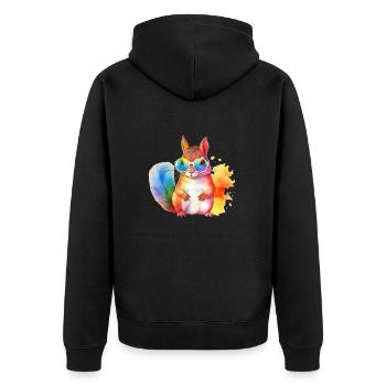 Colorful cool squirrel with sunglasses - Unisex Premium Organic Zip Hoodie - black - Back - Nico (187cm)