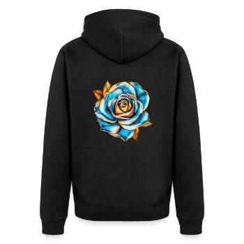 Fleurs Rose Bleu Turquoise Fête des mères Saint-Valentin - Veste à capuche bio Premium Unisexe - noir - Dos - Nico (187cm)