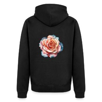 Fleurs Rose Rose Bleu Fête des mères Saint-Valentin - Veste à capuche bio Premium Unisexe - noir - Dos - Nico (187cm)