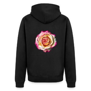 Fleurs Rose Jaune Turquoise Fête des mères Saint-Valentin - Veste à capuche bio Premium Unisexe - noir - Dos - Nico (187cm)