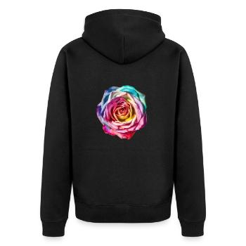 Fleurs Rose colorée Fête des mères Saint-Valentin - Veste à capuche bio Premium Unisexe - noir - Dos - Nico (187cm)