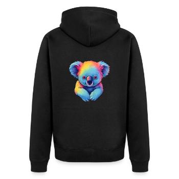 Süßer Koala Bunt Farbenfroh Tier Australien - Unisex Premium Bio Zip Hoodie - Schwarz - Hinten - Nico (187cm)