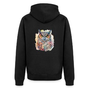 Magische Eule Aquarell Bunt Tier Vogel Wald - Unisex Premium Bio Zip Hoodie - Schwarz - Hinten - Nico (187cm)