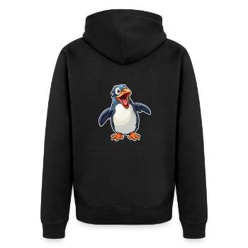 Cooler lustiger Pinguin - Unisex Premium Bio Zip Hoodie - Schwarz - Hinten - Nico (187cm)