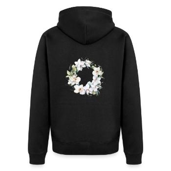 Pflanzen Blumenkranz Blüten Orchidee Weiß Hochzeit - Unisex Premium Bio Zip Hoodie - Schwarz - Hinten - Nico (187cm)