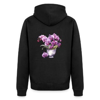 Pflanzen Blumen Blüten Orchidee Pink Rosa Hochzeit - Unisex Premium Bio Zip Hoodie - Schwarz - Hinten - Nico (187cm)