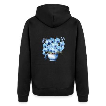Plantes Fleurs Bleues Fleurs Orchidées Mariage - Veste à capuche bio Premium Unisexe - noir - Dos - Nico (187cm)