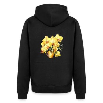 Plantes Vase Fleur Fleurs Orchidée Mariage Jaune - Veste à capuche bio Premium Unisexe - noir - Dos - Nico (187cm)