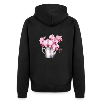 Pflanzen Blumen Blüten Orchidee Pink Rosa Hochzeit - Unisex Premium Bio Zip Hoodie - Schwarz - Hinten - Nico (187cm)